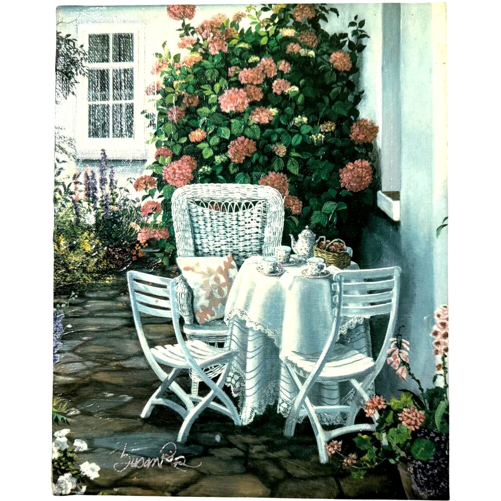 SUSAN RIOS TIME WITH FRIENDS 1990s SIGNED Small Garden Canvas Art - 8x10